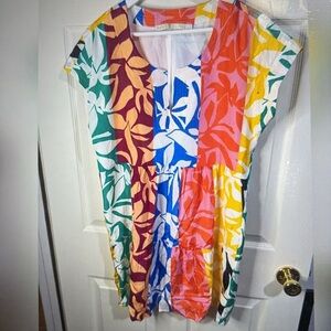 Marie Oliver multicolor floral print silk sheath dress  size small like new